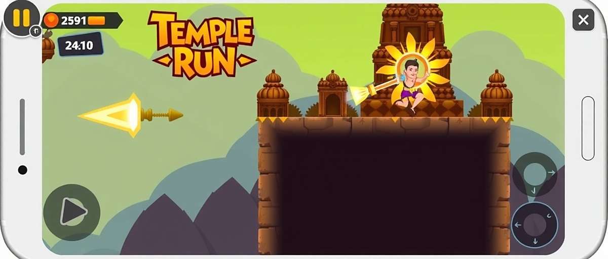 Temple Run India Edition Power-Up Temple Run India Edition player using Sudarsana Chakra power-up to break obstacles